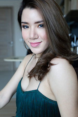 25yo sexy Thai ladyboy blows white guy and masturbates