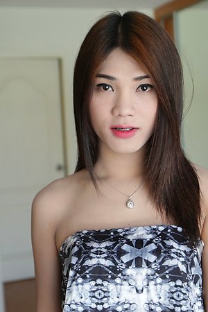 20yo Thai ladyboy gets naked and gets her tight ass fucked by white cock