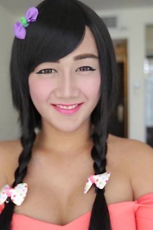 Pretty Asian ladyboy with erect penis fucked in ass